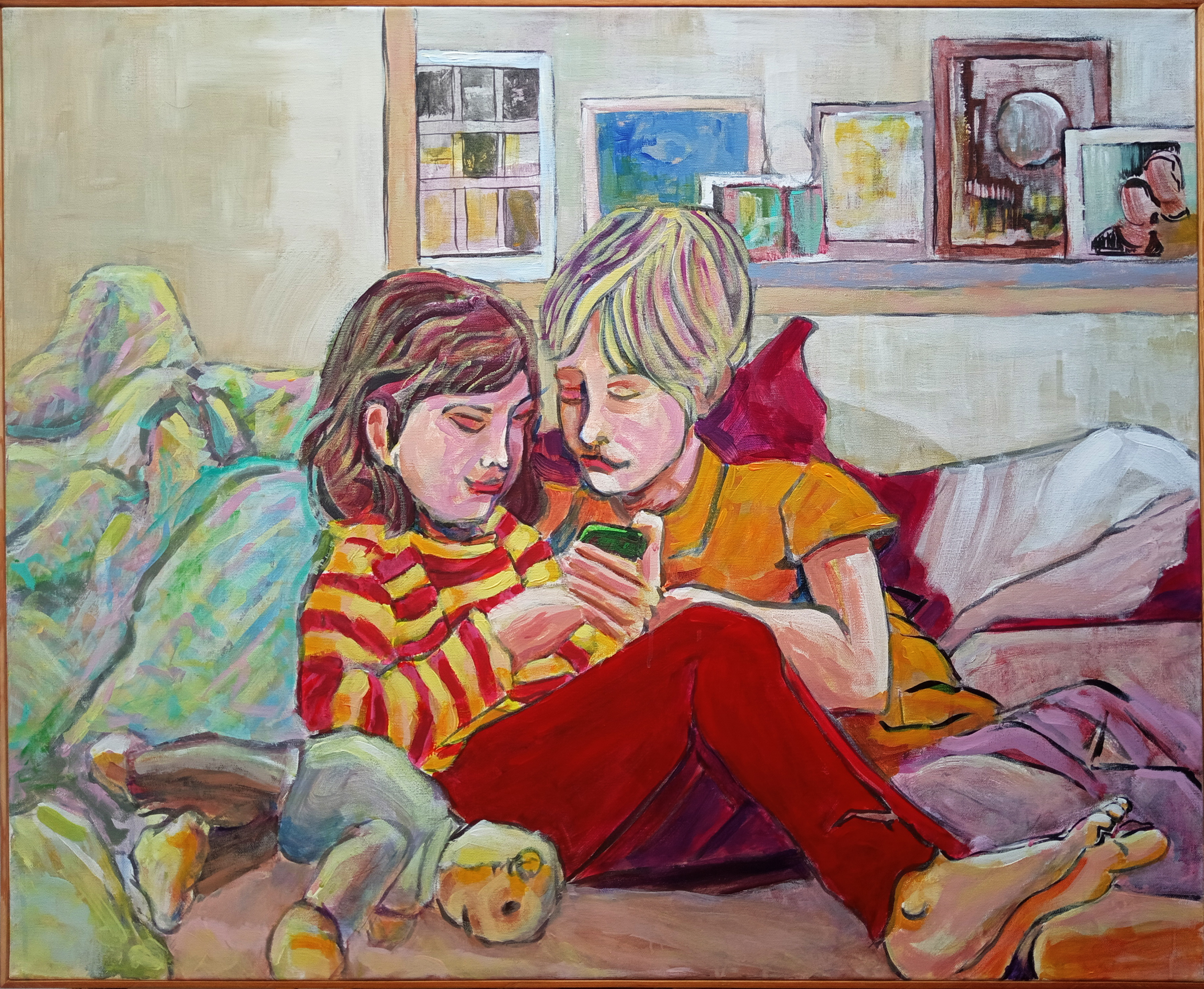 Niños II. Arte, pintor español de Cañete de las Torres,migrantes,